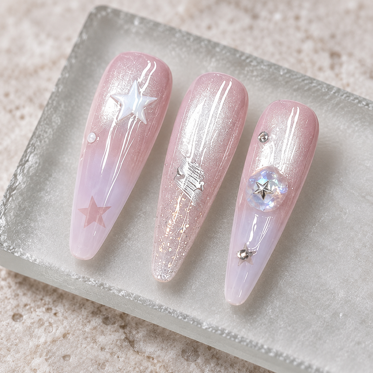 Starlit Blush | Pink Star Extra-Long Press-On Nails