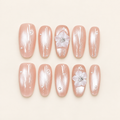 Pearl Petal | Blush Floral Oval Press-On Nails