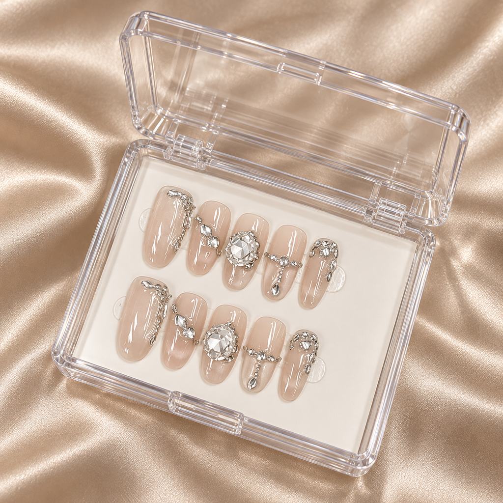 Crystal Reverie | Nude Crystal Oval Press-On Nails