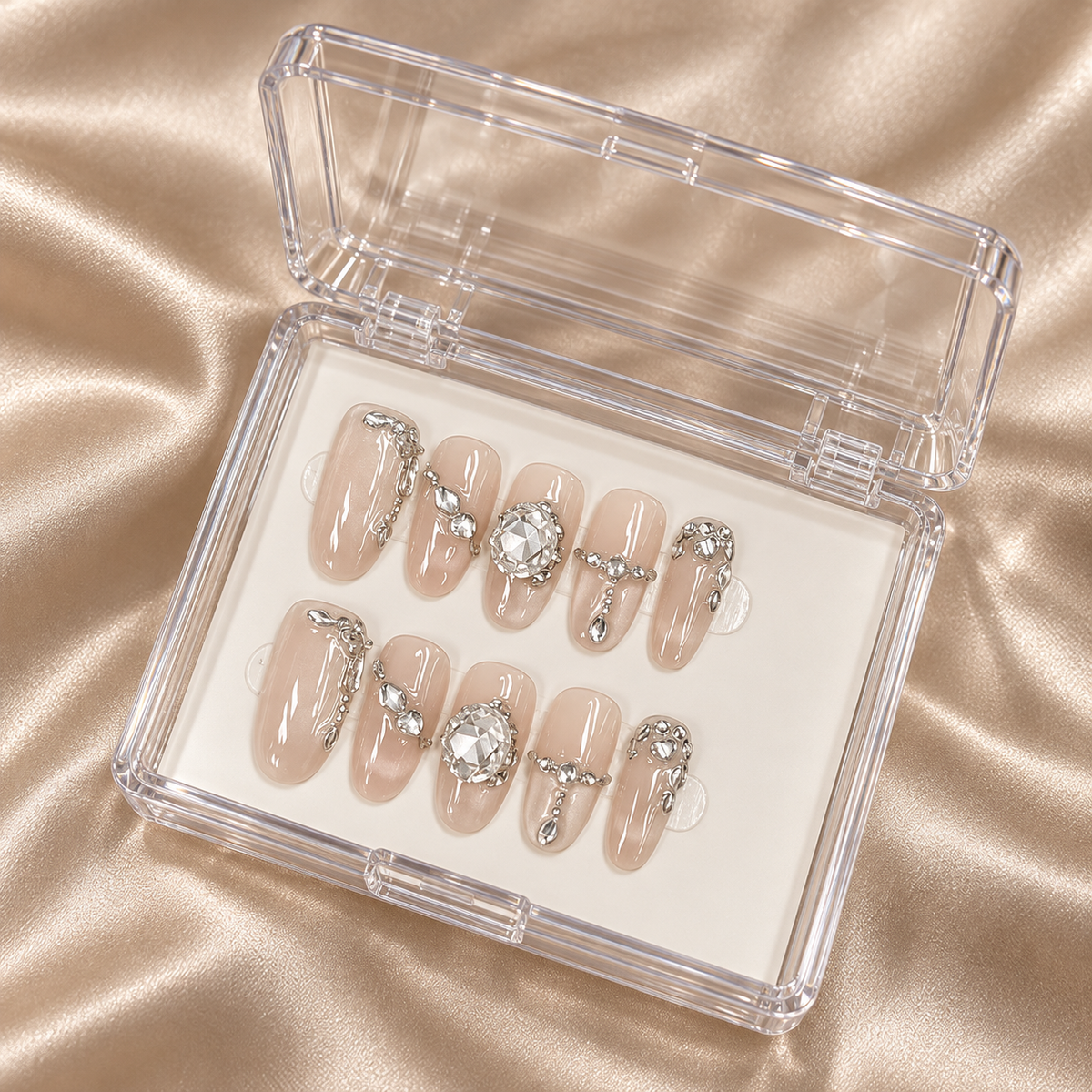 Crystal Reverie | Nude Crystal Oval Press-On Nails