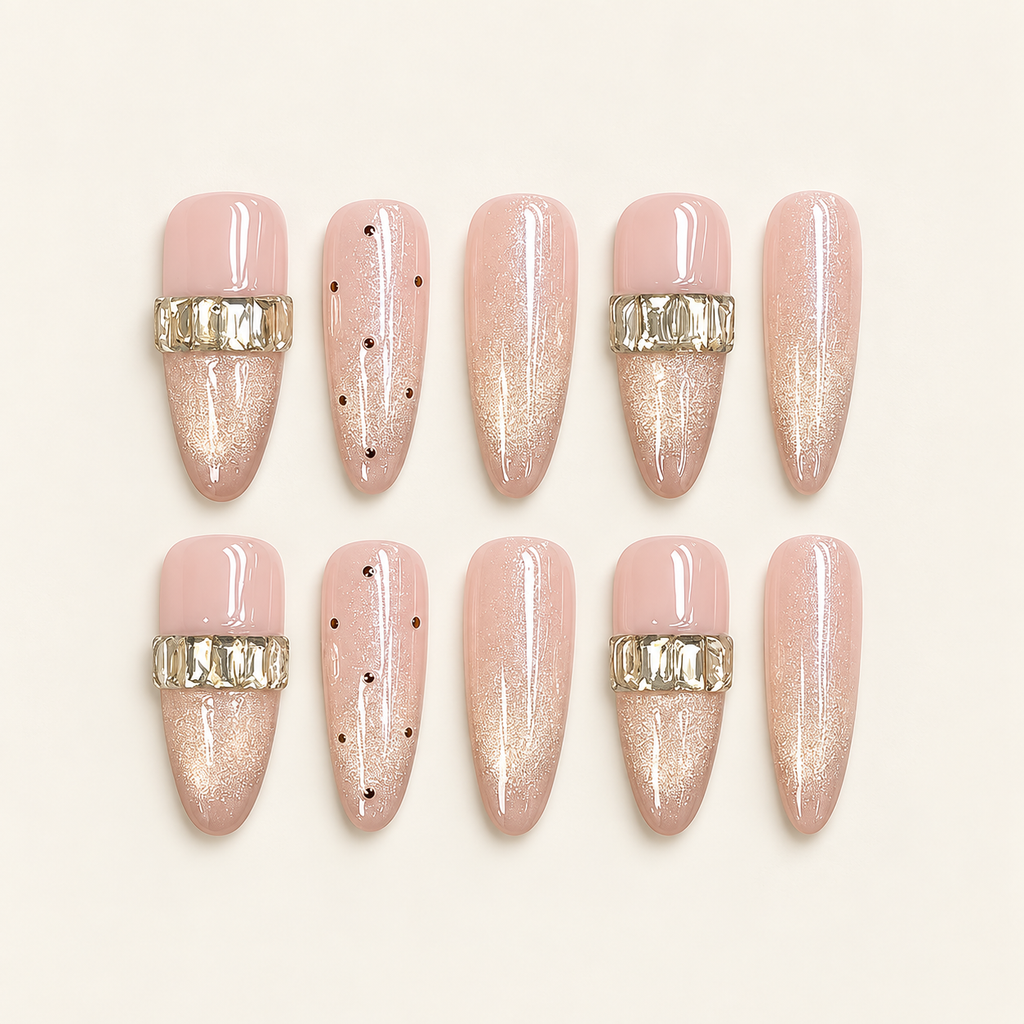 Champagne Band | Gold-Accent Glitter Press-On Nails
