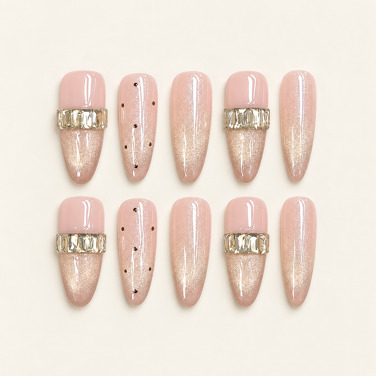 Champagne Band | Gold-Accent Glitter Press-On Nails