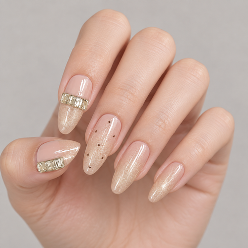 Champagne Band | Gold-Accent Glitter Press-On Nails