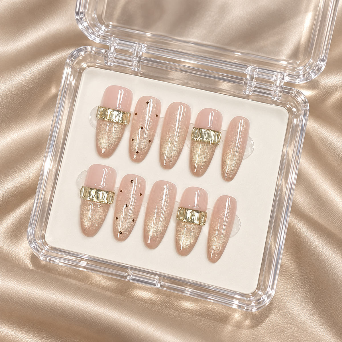 Champagne Band | Gold-Accent Glitter Press-On Nails