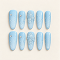 Glacier Dew | Icy Blue Textured Press-On Nails