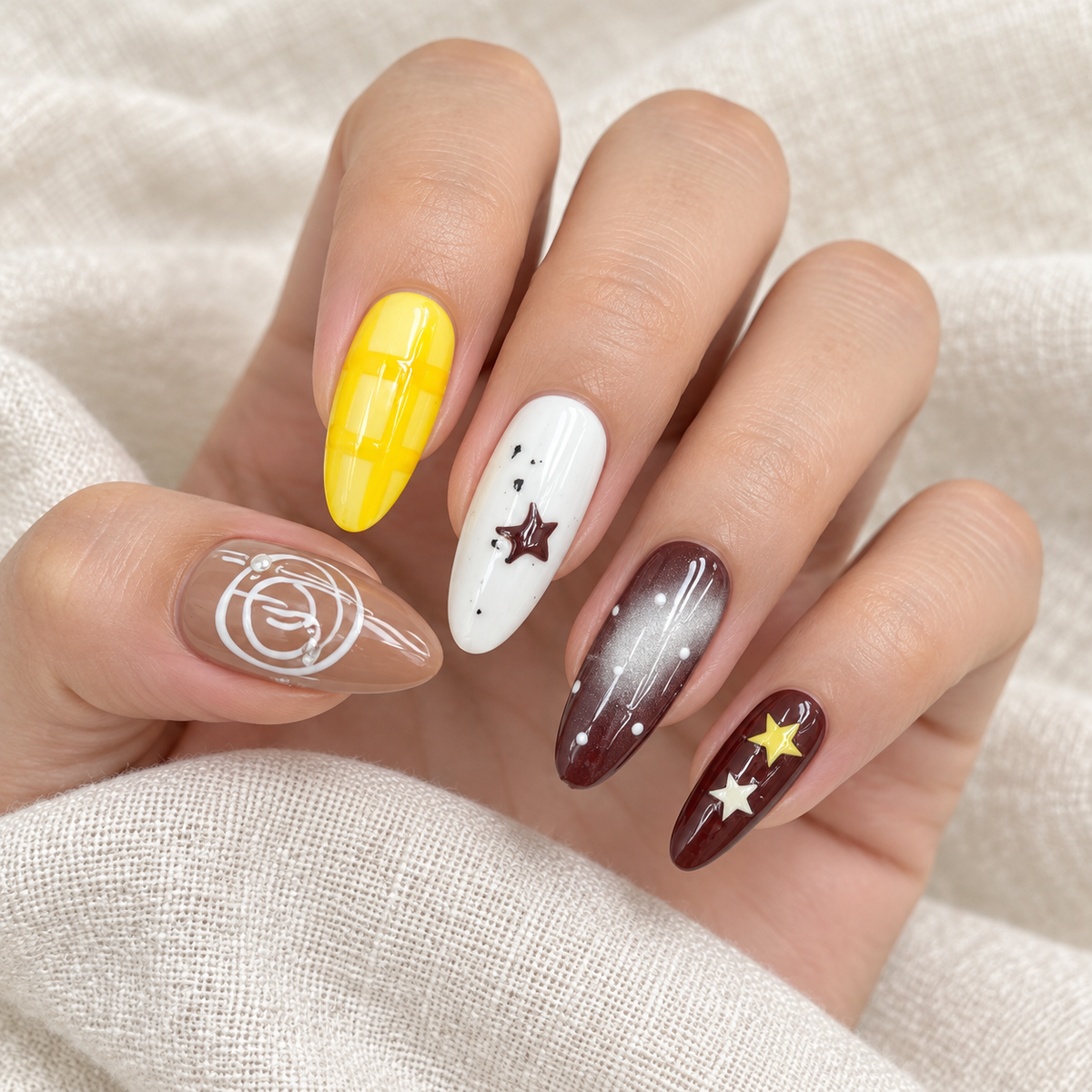 Cosmic Mix | Mixed Star & Plaid Press-On Nails