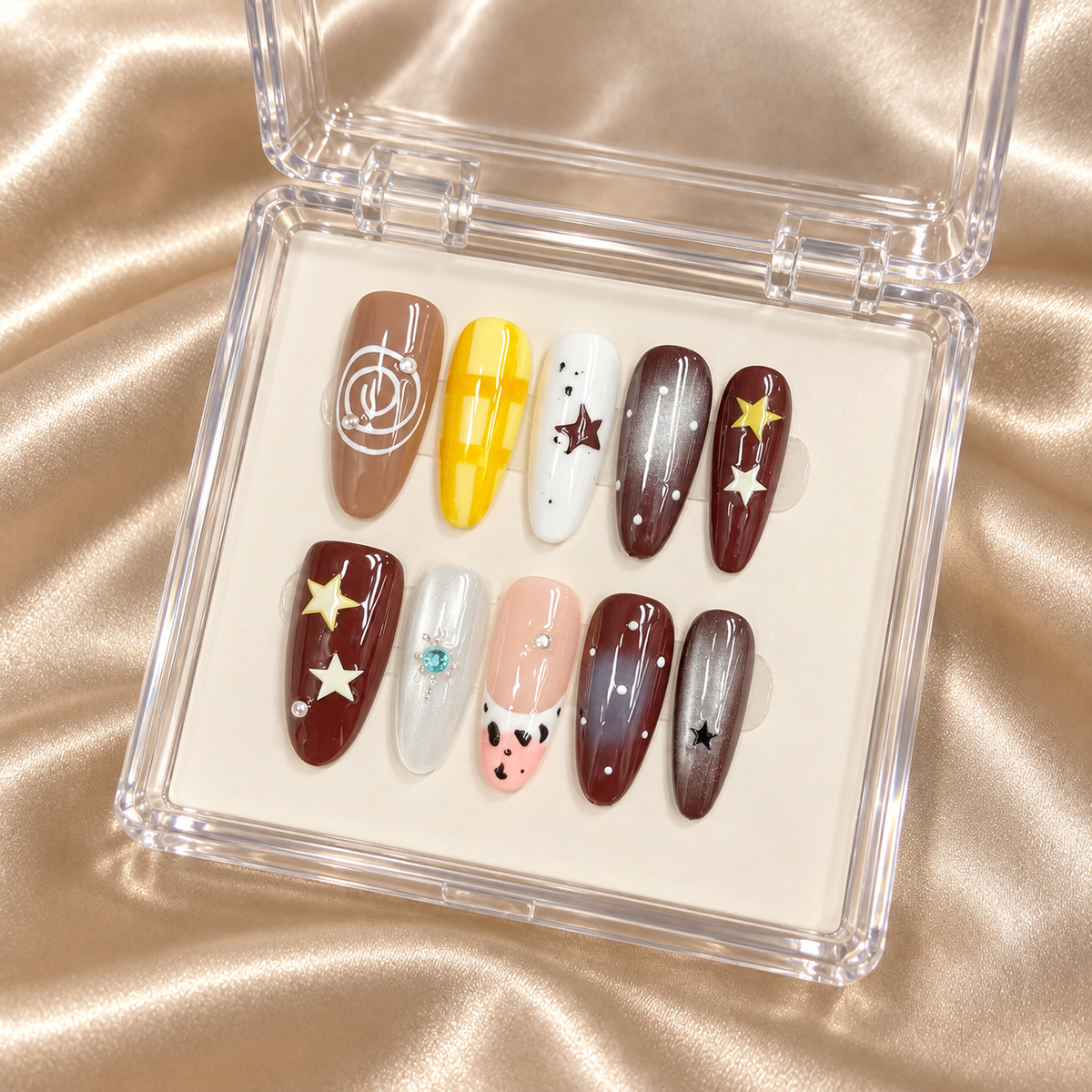 Cosmic Mix | Mixed Star & Plaid Press-On Nails
