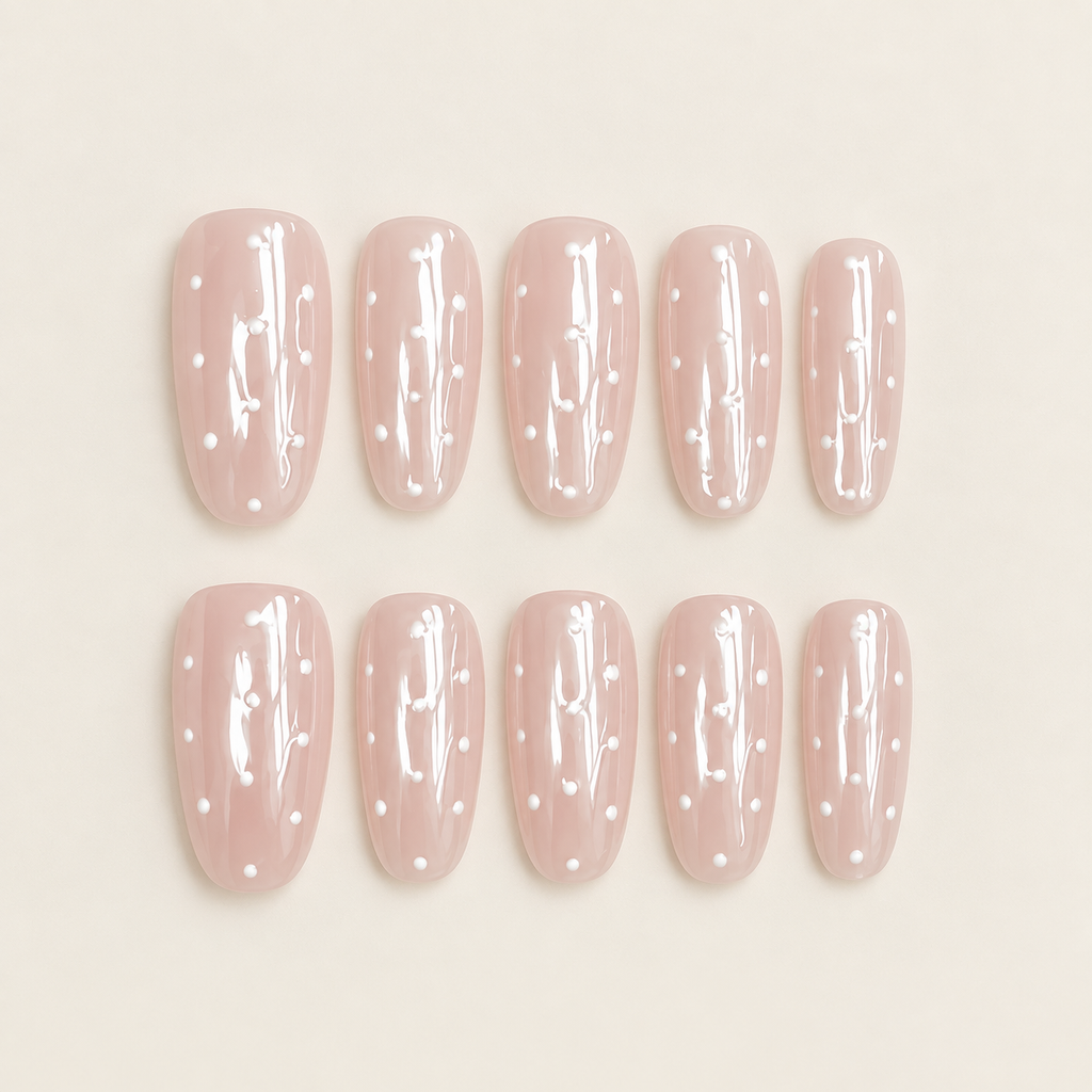 Blush Polka | Nude Pink Polka-Dot Press-On Nails