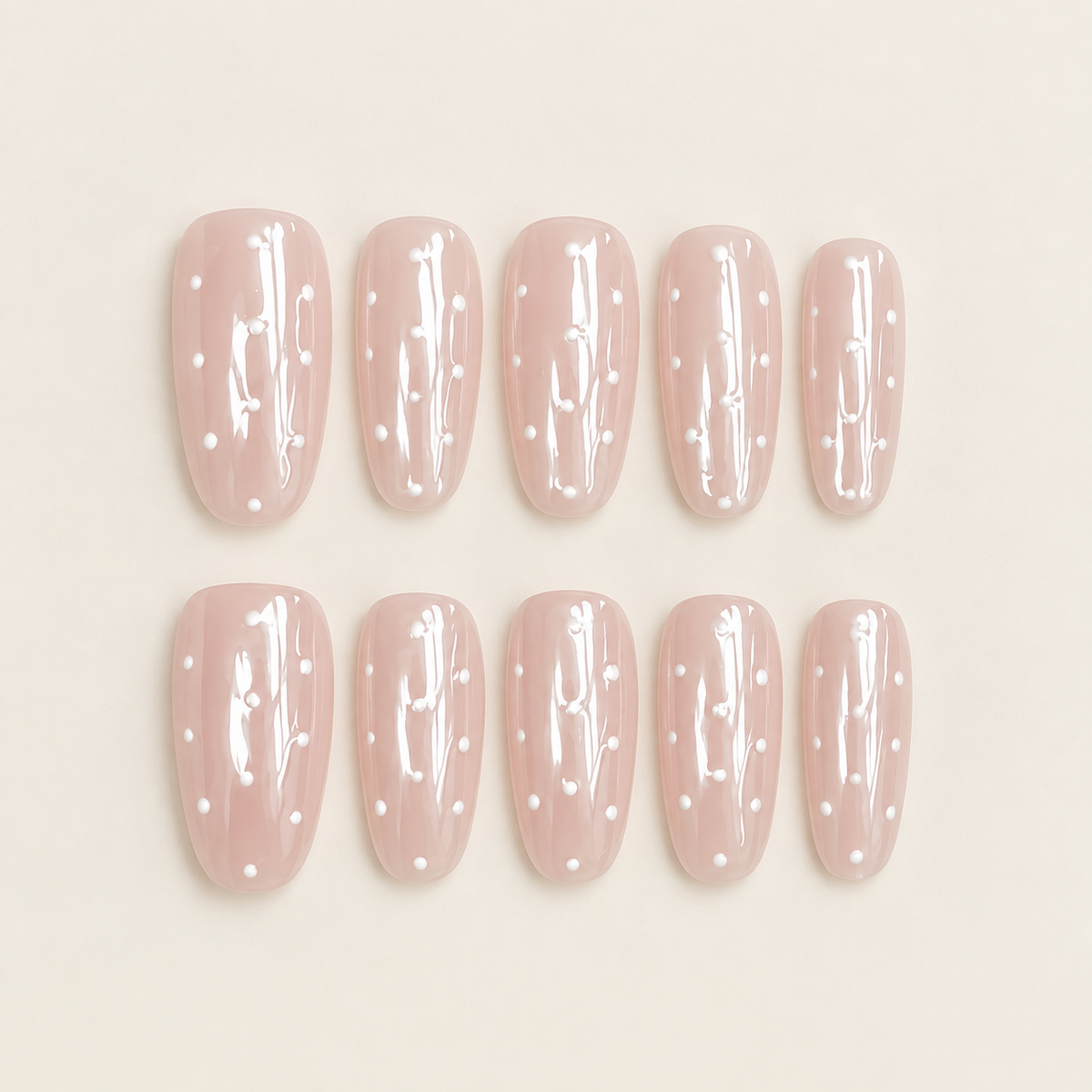 Blush Polka | Nude Pink Polka-Dot Press-On Nails