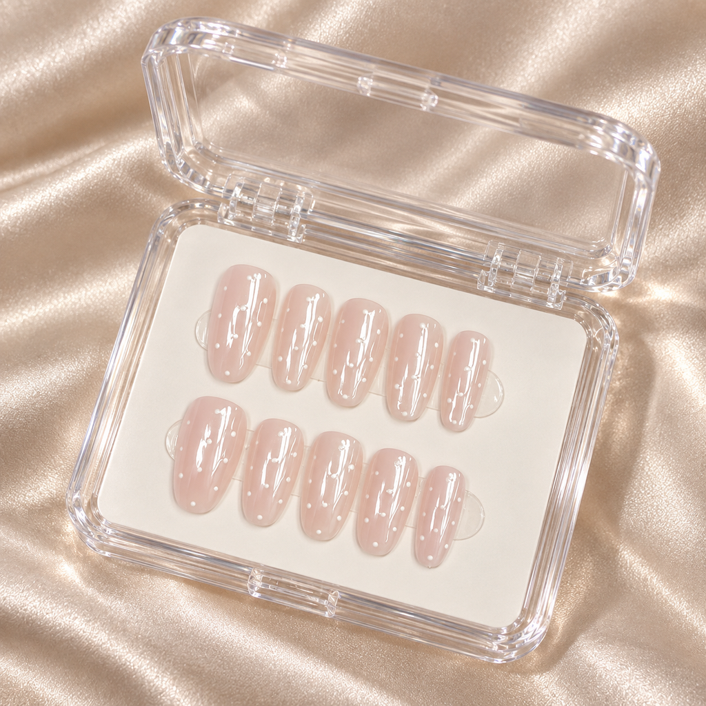 Blush Polka | Nude Pink Polka-Dot Press-On Nails