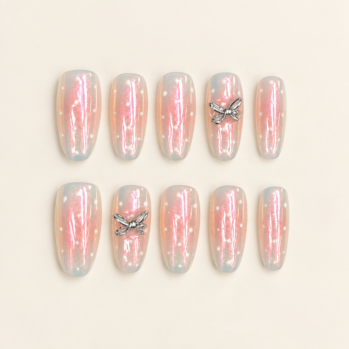 Aurora Flutter | Iridescent Butterfly Press-On Nails