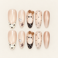 Cocoa Play | Nude Animal-Print Bow Press-On Nails