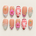 Coral Cabana | Coral Flower & Shell Press-On Nails